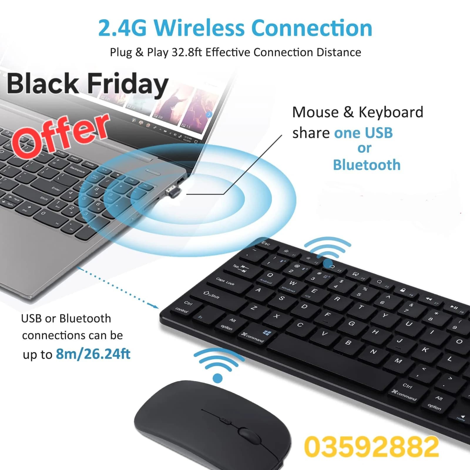 Bluetooth / 2.4GHz Keyboard and Mouse Set