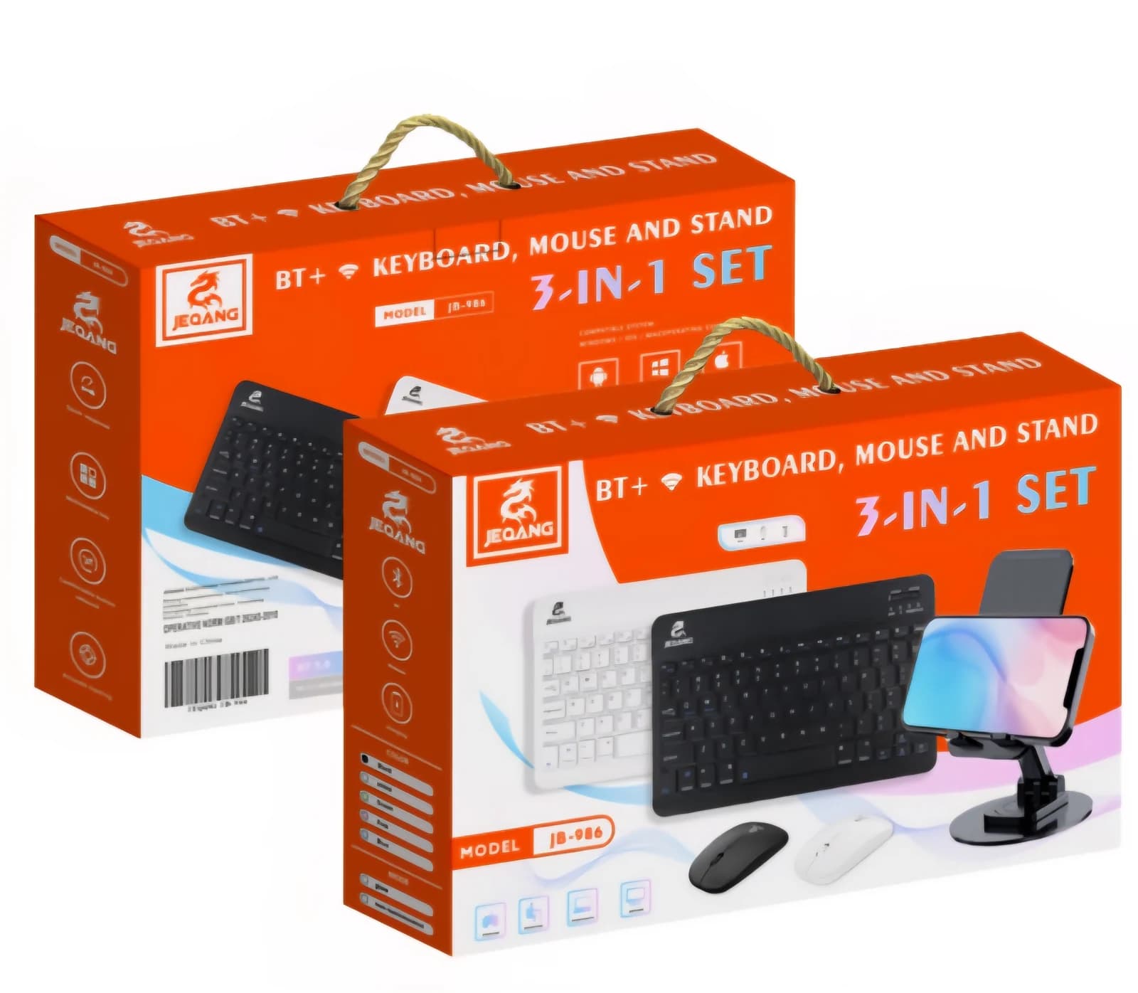 JEQANG Keyboard, Mouse and Phone Stand Set