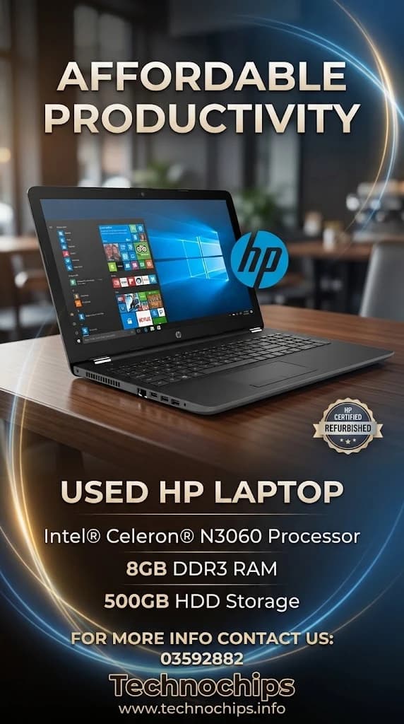 HP Celeron N3060 Laptop, 8GB RAM, 500GB HDD