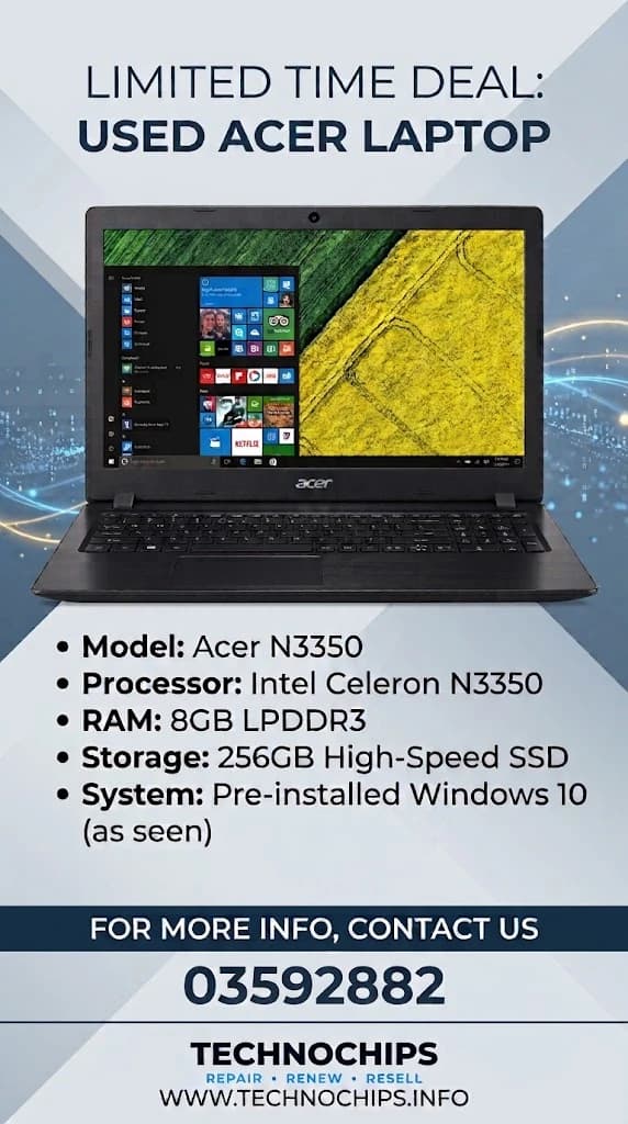 Acer Celeron N3350 Laptop, 8GB RAM, 256GB SSD