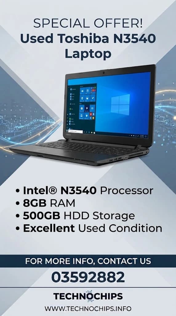 Toshiba Intel N3540 Laptop, 8GB RAM, 500GB HDD